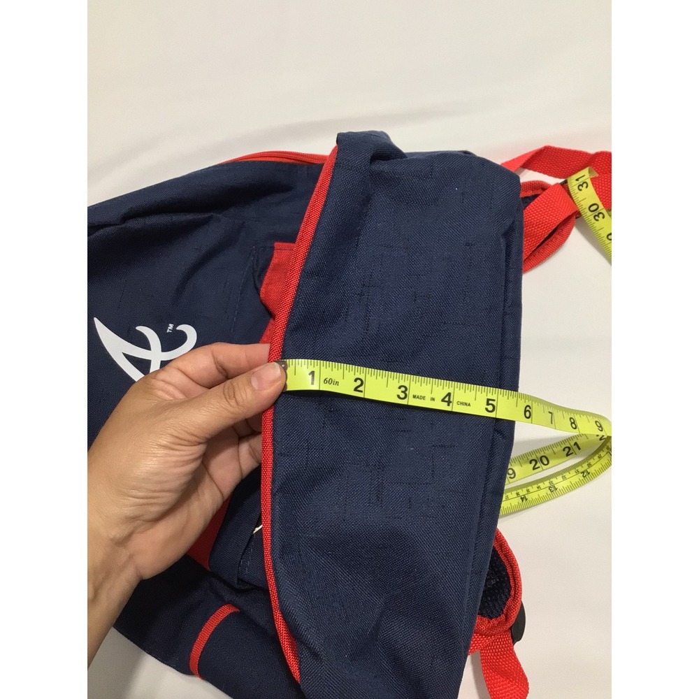 Atlanta Braves MLB Navy Blue Red Canvas Backpack School Travel Bag Tomahawk Logo - Picture 7 of 8